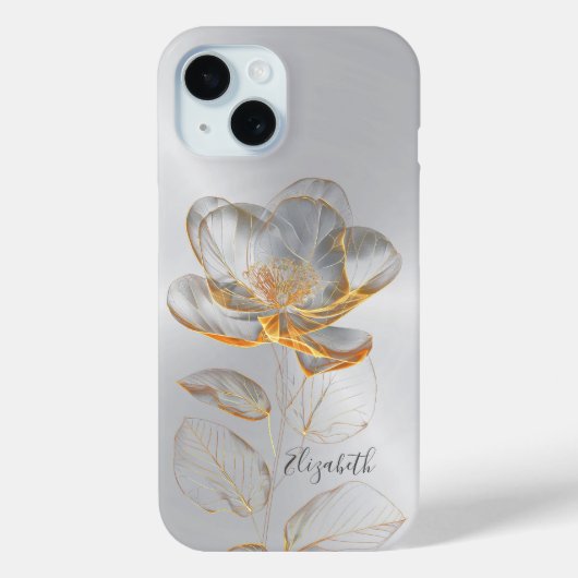 Gold Roos Silver Naam toevoegen Case-Mate iPhone Case (Achterkant)
