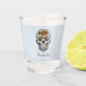 Gold Roos Sugar Skull - Aangepast Shot Glas (Voorkant)