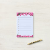 Gold Roos Tropical Flowers op Light Blue List Post-it® Notes (Op bureau)