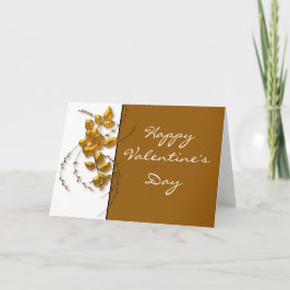 Gold Roos Vine Happy Valentine Day Wenskaart Feestdagen Kaart