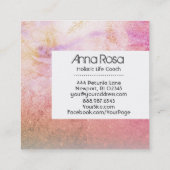 *~* Gold Roos Waterverf Floral Glitter Lavender Vierkante Visitekaartje (Achterkant)