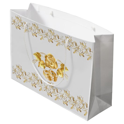 Gold Roos Weddenschap Grote Gift Bag Groot Cadeauzakje (Achterkant Gekanteld)