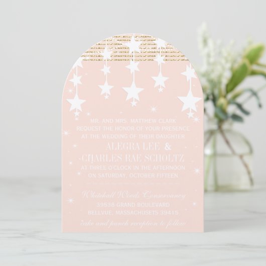 Gold Roos Wedding Chalkboard onder de sterren Kaart (Staand voorkant)