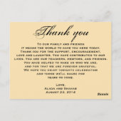 Gold Roos Wedding Dinner Menu Bedankt Opmerking (Achterkant)