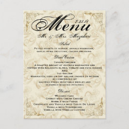 Gold Roos Wedding Dinner Menu Bedankt Opmerking