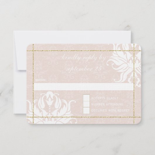 Gold Roos Wedding Millennial Blush Coral Pink RSVP (Voorkant)