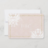 Gold Roos Wedding Millennial Blush Coral Pink RSVP (Achterkant)