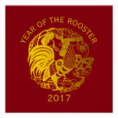 Gold Rooster Chinees aangepast jaar Zodiac BirthD  Perfect Poster (Voorkant)