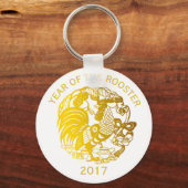 Gold Rooster Chinees aangepast jaar Zodiac BirthD  Sleutelhanger (Voorkant)