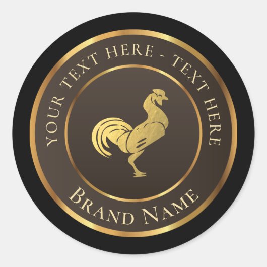 Gold Rooster Logo Classic Ronde Sticker (Voorkant)