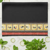 Gold Roosters Red & Tan Check Swirl Kitchen Theedoek (Gevouwen)