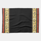 Gold Roosters Red & Tan Check Swirl Kitchen Theedoek (Horizontaal)