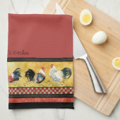 Gold Roosters Red & Tan Check Swirl Kitchen Theedoek (Quarter Fold)