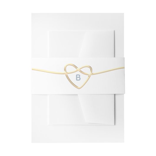 Gold Rope Heart Wedding Belly Band Uitnodigingen Wikkel (Voorkant Voorbeeld)