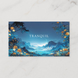 Gold Rose Floral and Night Cityscape Lake Visitekaartje