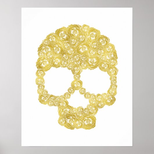 Gold Rose Skull Poster (Voorkant)