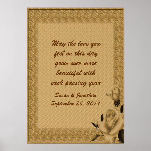 Gold Rosebuds Floral  Wedding Poster (Voorkant)