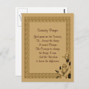 Gold Rosebuds Serenity Prayer Briefkaart