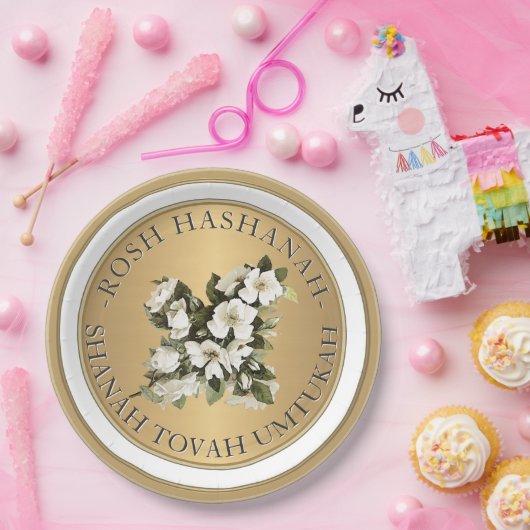 Gold Rosh Hashanah Jwish New Year Shanah Tovah P Papieren Bordje (Feest)