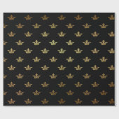 Gold Royal Black King Crown Heraldic Princess Cadeaupapier (Vlak)