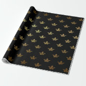 Gold Royal Black King Crown Heraldic Princess Cadeaupapier (Uitgerold)