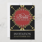 Gold Royal Black Red Bridal Shower-uitnodigingen Kaart (Voorkant)
