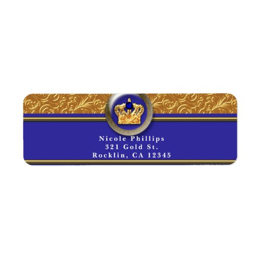 Gold & Royal Blue Crown Uitnodiging voor verjaarda Etiket (Voorkant)