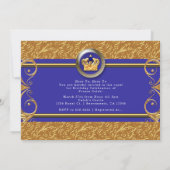 Gold & Royal Blue Crown Uitnodigingen voor verjaar (Achterkant)