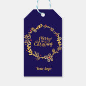 Gold & Royal blue MerryChristmas relatiegeschenk l Cadeaulabel (Voorkant)