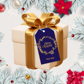 Gold & Royal blue MerryChristmas relatiegeschenk l Cadeaulabel
