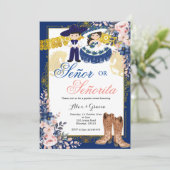 Gold Royal Blue Senor of Senorita Genderonthulling Kaart (Staand voorkant)