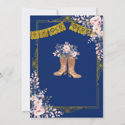 Gold Royal Blue Senor of Senorita Genderonthulling Kaart (Achterkant)