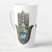 Gold Royal Blue w/ Turquoise Third Eye Hamsa Latte Mok (Linkerhoek)