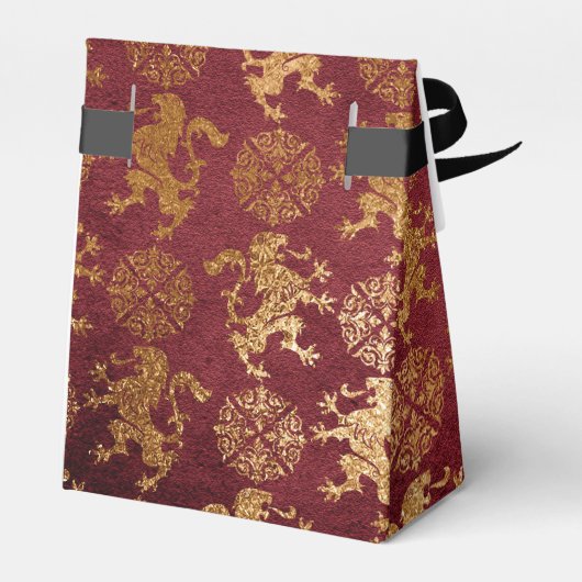 Gold Royal Burgunde Lions Favor Bedankt Bedankdoosjes (Achterkant)