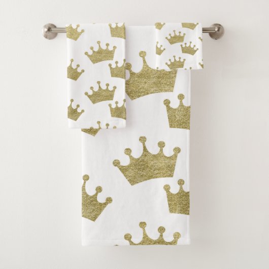 Gold Royal Crowns Fairytale Prince Storybook Bad Handdoek (Insitu)