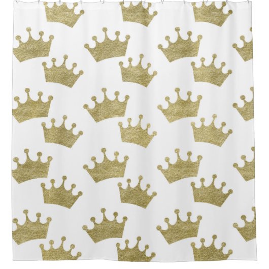 Gold Royal Crowns Fairytale Prince Storybook Douchegordijn (Voorkant)