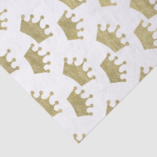 Gold Royal Crowns Sprookjesprinses Baby shower Tissuepapier (Detail)