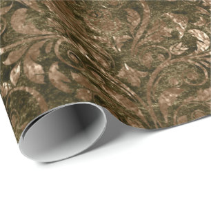 Gold Royal Damask Black Crush Velvet Sepia Glam Cadeaupapier