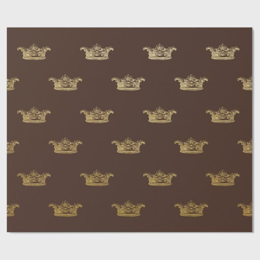 Gold Royal Damask Bronze King Crown Heraldic Cadeaupapier (Vlak)