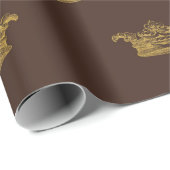 Gold Royal Damask Bronze King Crown Heraldic Cadeaupapier (Rol Hoek)