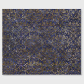 Gold Royal Damask Crush Velvet Blue Navy Bronze Cadeaupapier (Vlak)