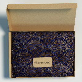 Gold Royal Damask Crush Velvet Blue Navy Bronze Cadeaupapier