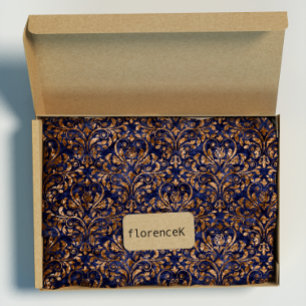 Gold Royal Damask Crush Velvet Blue Navy Copper Cadeaupapier