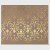 Gold Royal Damask Floral Ivory Beige Heraldic Cadeaupapier (Vlak)