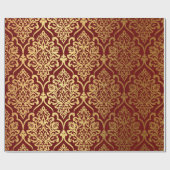 Gold Royal Damask Floral Maroon Burgundy Luxury Cadeaupapier (Vlak)