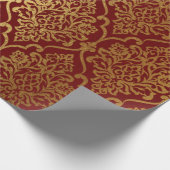 Gold Royal Damask Floral Maroon Burgundy Luxury Cadeaupapier (Hoek)