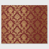 Gold Royal Damask Floral Maroon Burgundy Red Lux Cadeaupapier (Vlak)