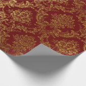 Gold Royal Damask Floral Maroon Burgundy Red Lux Cadeaupapier (Hoek)