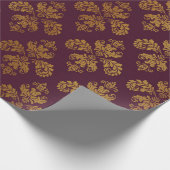 Gold Royal Damask Floral Ornament Burgundy Baroque Cadeaupapier (Hoek)