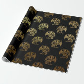 Gold Royal Dragon King Crown Black Noir Heraldic Cadeaupapier (Uitgerold)
